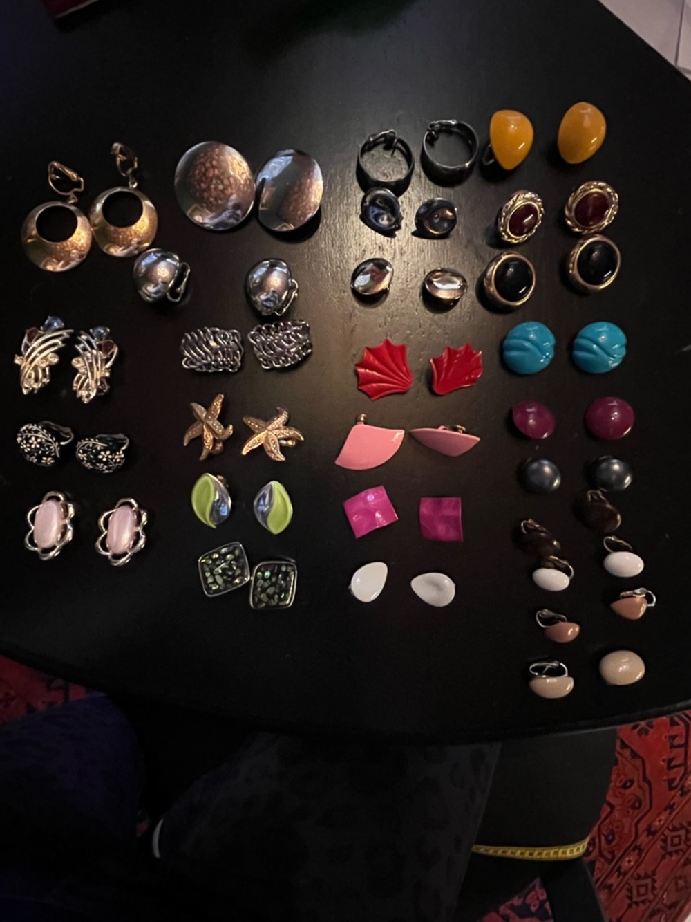 Vintage 80s 90s Mixed Women's Clip and Stud Earring Set in Multicolor 27 pairs